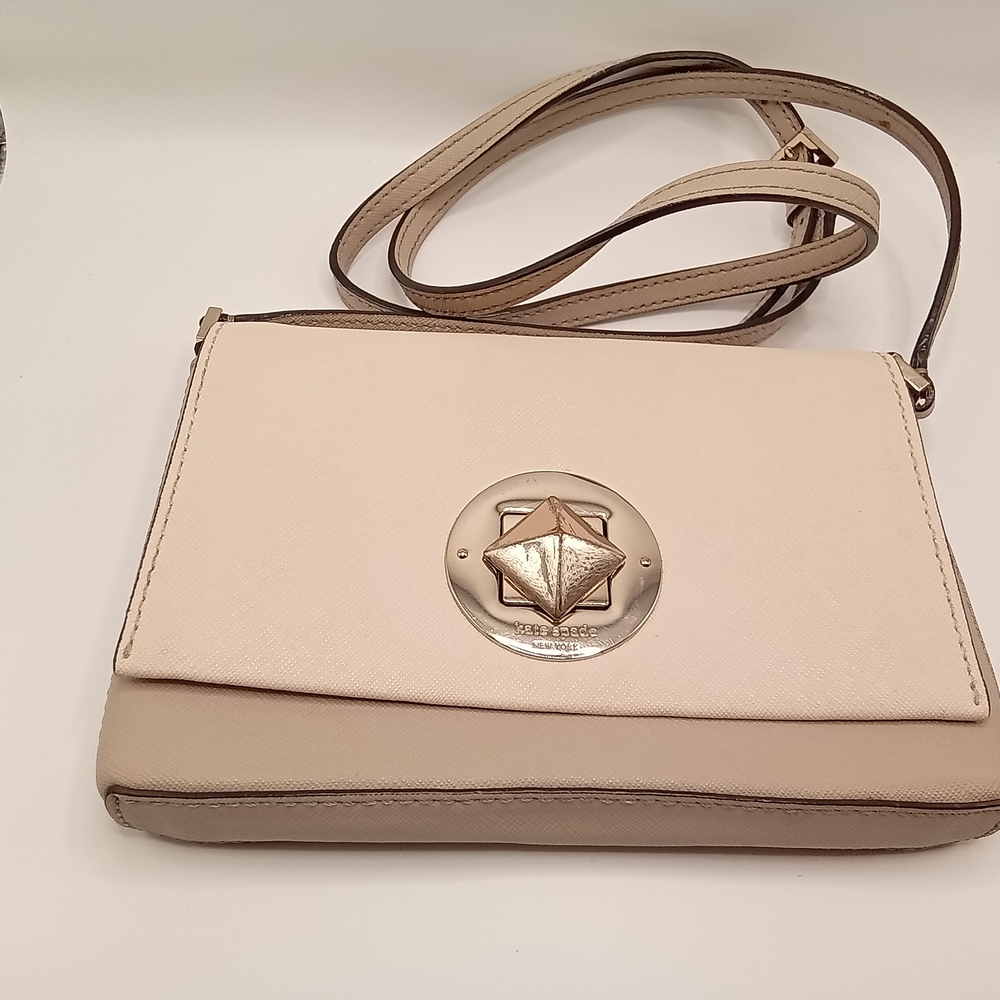 Kate Spade " Sally "Cream and Tan Crossbody Bag